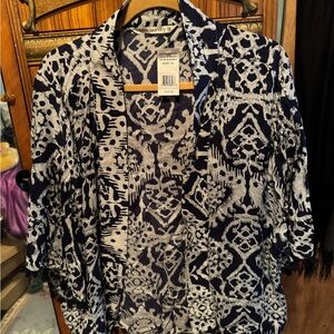 Hippie Laundry Blue and White Patterned Top